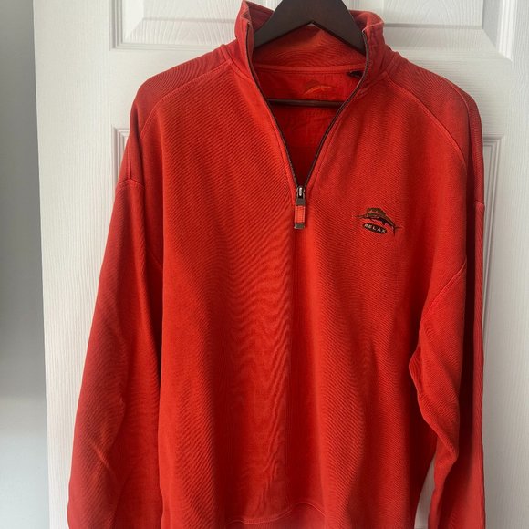 Tommy Bahama Designer Brand Logo Orange Zip-up Pull-Over! - Picture 1 of 11
